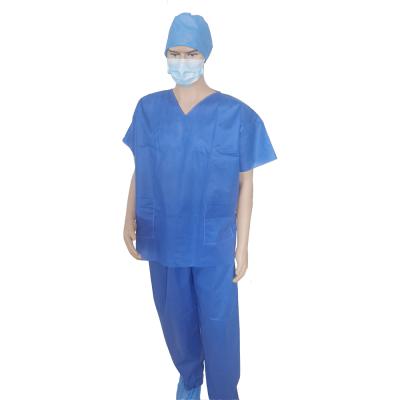 China Factory Supply Disposable Frosted Disposable Hospital Patient Coveralls Anti-static Shirt And Pants Sms Gown for sale