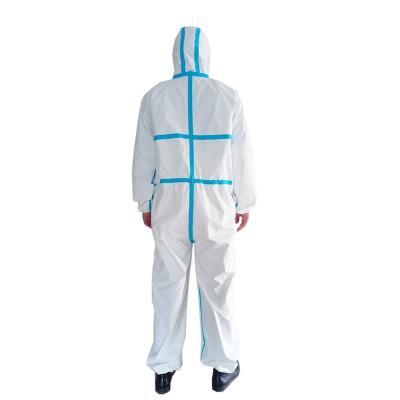 China Hood Disposable Non Tied Woven Coveralls With Tape Dustproof Type 5/6 Coverall for sale