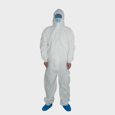 China Attached Hood Disposable PPE Coverall Isolation Gown Workwear Safety Coveralls Type 5/6 for sale