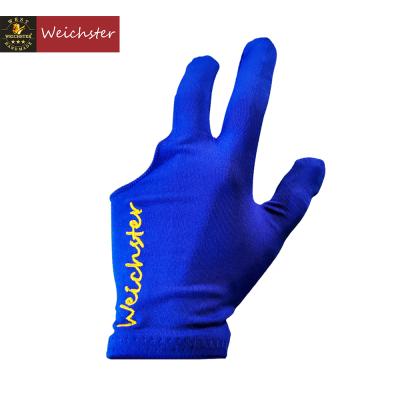 China Cotton Weichster 3 Finger Left Hand Snooker Glove Snooker Pool Cue Glove Blue Black Color Available for sale