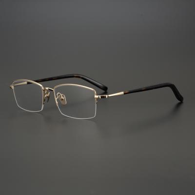 China Factory Stain High Quality Titanium Men's Business Half Frame Glasses Reading Glass Frames Optical Glasses Frame for sale