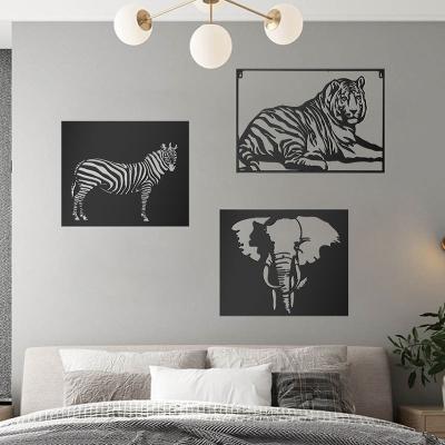 China Minimalist Custom Animal Wall Decor Home Decoration Laser Cut Sofa Background Wolf Metal Wall Art Decor for sale