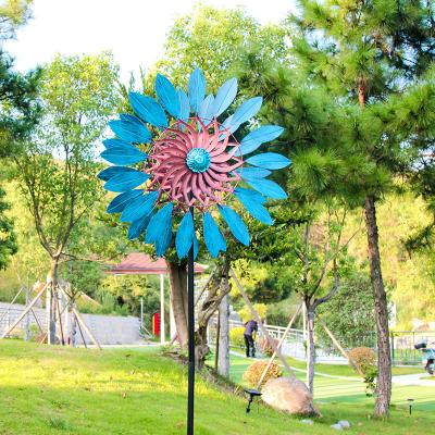 China Wholesale Acceptable Outdoor Metal Sunflower Garden Decoration OEM Factory Windmill Iron Rotary Wind Spinner for sale