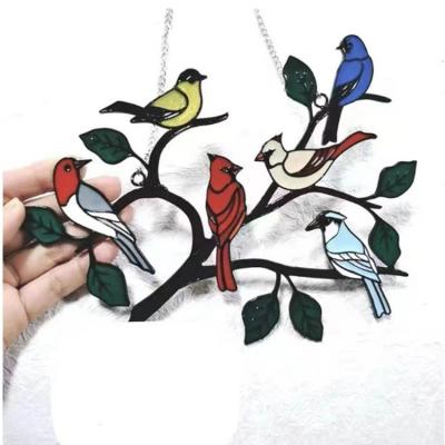 China OEM Acceptable Hummingbird Kingfisher Metal Home Balcony Window Garden Decoration 2 4 6 7 9 Bird Pendant for sale