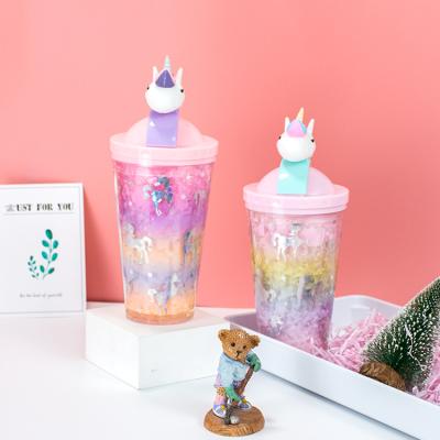 China Viable Wholesale Bpa Free Drink Bottle Portable Water Cup Unicorn Plastic Water Bottles for sale