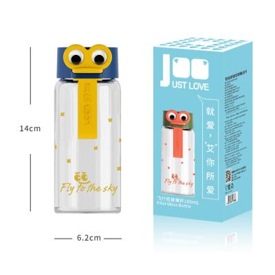 China Reusable Portable Cartoon Water Bottle Success 180ml Amazon Glass Cup for sale