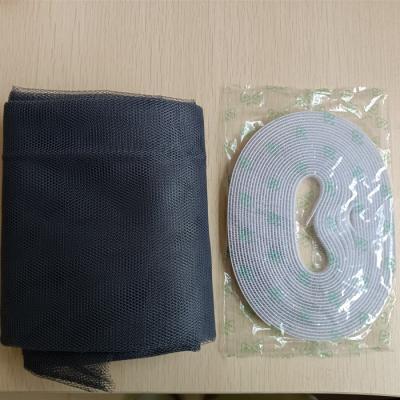 China Durable Self Adhesive Gray DIY Window Screen Net For Curtain With Self-adhensive Hook Tape for sale