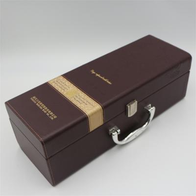 China High Recyclable Luxury Custom Folded Wine Leather Gift Box Packaging Luxury Red Wine Leather Magnetic Gift Box With Handle for sale