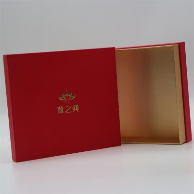 China Logo Printed Red Gift Box Custom Recyclable Packaging Luxury Gift Box Logo Red Magnetic Gift Box Custom Cube for sale