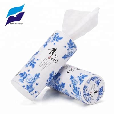 China 3 Ply Automotive Car Facial Tissue Box White Blue Tube Eco-friendly Tissue Paper With Soft High Quality for sale