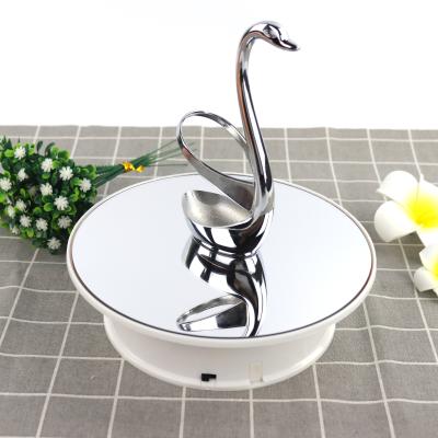 China 20cm Acrylic Mirror Display Stand Turntable Exhibit Glass Top Revolving Rotary Stand For Crystal Watch Jewelry Camera for sale