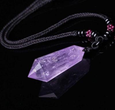 China Crystal Purple Amethyst Crystal Pendant Necklace Focus Relax Concentrate Stress Calm Natural Help Soothe Mind Emotions for sale