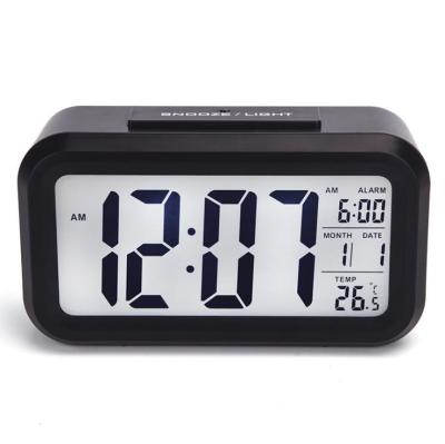 China Simple calendars alarm clock and smart LED silent with date display, repeating nap and sensor light + night light for sale