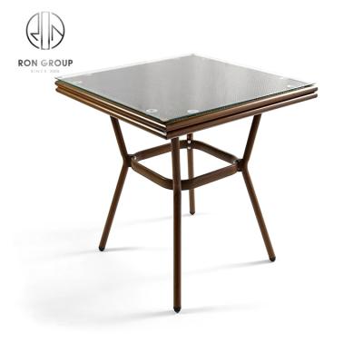 China Durable High Quality Square Aluminum Frame Coffee Table Outdoor Garden Patio Cafe Tables for sale