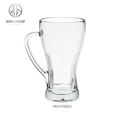 China Wholesale Durable Double Wall Clear Plastic Beer Glass Drinking Mug With Handle Reusable Glass Mug for sale