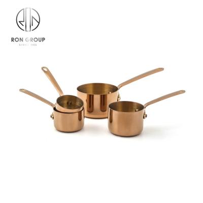 China Viable Korean Restaurant Mini Gold Plated Stainless Steel Sauce Pan Sets Frying Pan Gilded Sauce Pot Set for sale