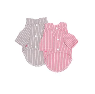 China New Style Pet Spring Sustainable Thin Cotton Stripe Casual Dog Clothes Summer T Shirt for sale