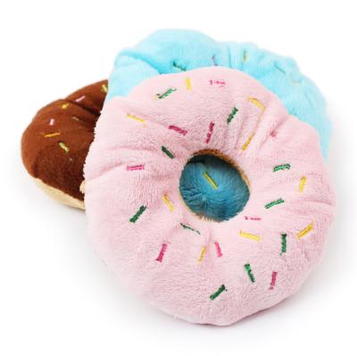 China Discount Sustainable Donut Pet Squeaky Plush Toy for sale