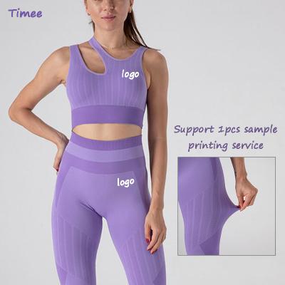 China Breathable High Waisted Sports Bra Lift Hollow Hip Leggings Womens Activewear Sets Gym Fitness Sets 2021 for sale