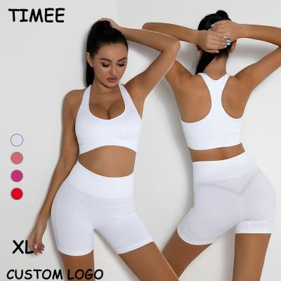 China Breathable Customized Tracksuits Womens Exercising Bra Top Workout Shorts Yoga Sets for sale