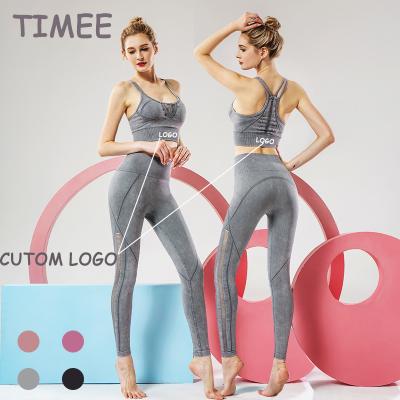 China Breathable New Stripe Crop High Waist Yoga Pants Womens Yoga Sets Fitness Women for sale