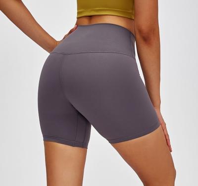 China New Breathable Solid Color Yoga Shorts High-waist Sports Shorts Tight-fitting Training Women for sale