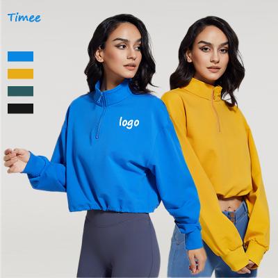 China High Quality Breathable Loose Casual Sweater Women Sports Fitness Hoodies Turtle Neck Empty Sweatshirt for sale