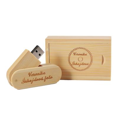 China Customized : for company factory wholesale custom wooden rotating USB drive 4GB 16GB 32GB 64GB U disk memory flash stick with metal key chain gifts for sale