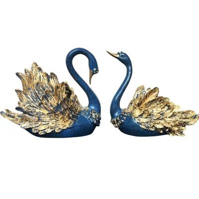 China Animal Sculpture Antique Art Resin Figurine Europe Luxury Swan Modern Art Crafts Resin Figure Resin Animal Crafts for sale