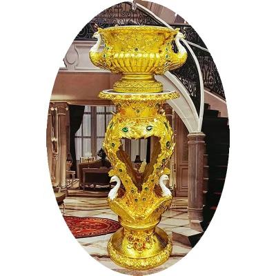 China Resin Home Decoration Art Crafts Animal Home Decor Sculpt Modern Handmade Art Handwork Flower Pots Antique Gold Figurine Resin for sale