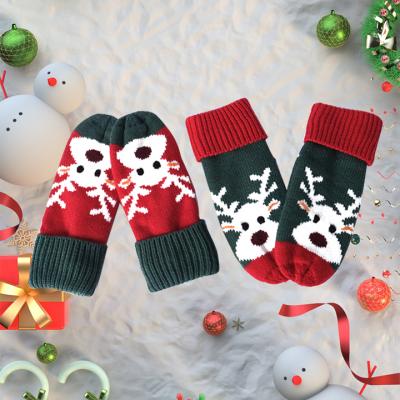 China Warm& Fashion Design 100% Acrylic Christmas Theme Cozy Winter Knit Gloves for sale