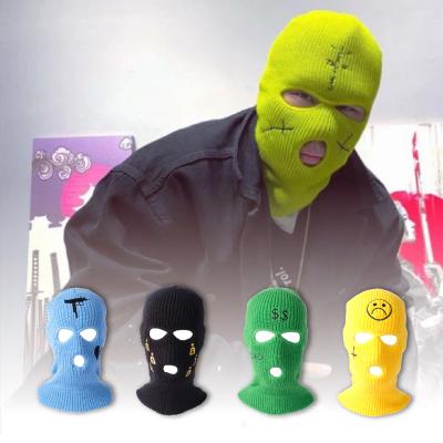 China COMMON Ski Mask Wholesale Custom Design Logo Embroidery Skimask Knitted Face Skull Knitted Balaclava for sale