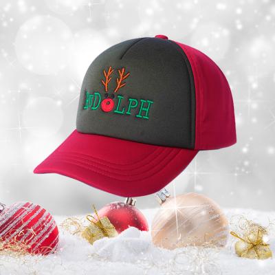 China COMMON Custom Christmas Polyester Logo 5 Panel Adjustable Embroidered Baseball Cap for sale