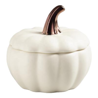 China Matte White Ceramic Pumpkin Baker workable with lid for sale