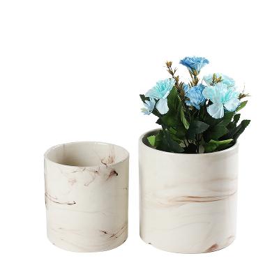 China Europe Marble Succulent Flowerpot With Drainage Hole Polished Flower Planter Home Decoration for sale