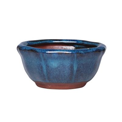 China Chinese style stoneware small six-square large-caliber succulent flower pot with water outlet for sale