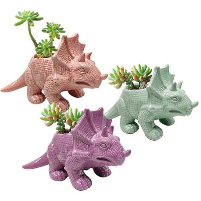 China Customized Modern Ceramic Animal Succulent Animal Dinosaur Flower Pots Flower Pots Pot for sale