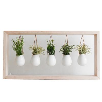 China Europe Indoor Hanging Planter Pot Succulent Garden In Wooden Frame for sale