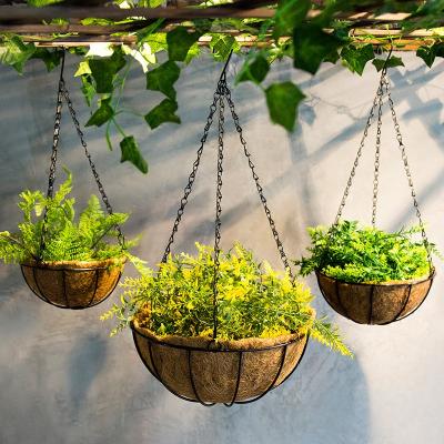 China Creative Europe Vintage Iron Hanging Chain Flower Pots In The Sky for sale