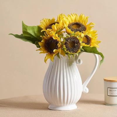 China Modern Simple White Vase Nordic Minimalist Ceramic White Single-ear Flower Shape Pot Milk Vase Vase for sale