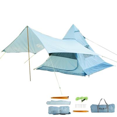 China Teepee Anti-UV Outdoor Camping Tent With Tent For 3-4 Person Picnic Waterproof Anti-UV Tent For Family Party BBQ for sale