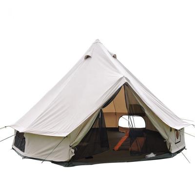 China Diagonal Bracing Type Outdoor Cotton Camping Tent Bell Shaped Large Space Canvas Tent Mongolian Yurt for sale