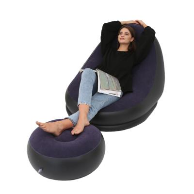 China Custom Outdoor Lazy Inflatable Chair Stool Inflatable Sofa Bed Flocked With Footrest Sofa for sale