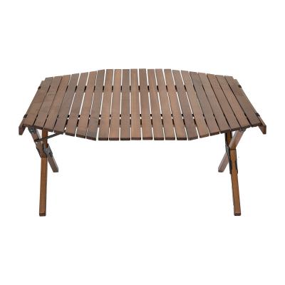 China Table Pliante Outdoor Camping Folding Table Car Picnic Leisure Portable Octagonal Solid Wood Table for sale