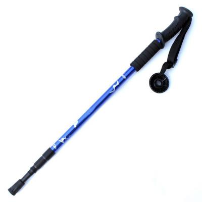 China Adjustable Folding Canes Aluminum Alloy Three-section Shock Absorbing T-Handle Grip Trekking Stick Crutches Straight Cane for sale