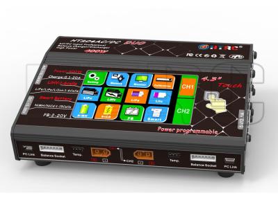 China 2x200W professional Touch Screen Lipo Charger two Channel Black Red for sale