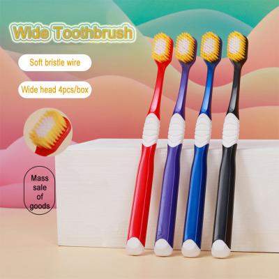 China New Trend Soft Adult Toothbrush Soft Stiffen Toothbrushes Wide Head Toothbrush Set For 4pcs for sale