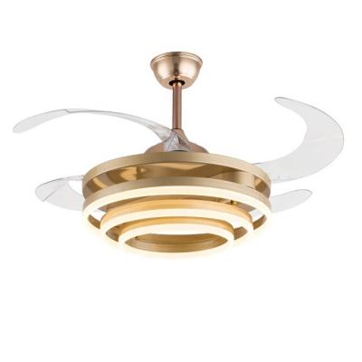 China modern rejuvenation peregrine remote control premium a7447 ceiling light with 5 fan retractable blades ceiling fans short folding wings for sale