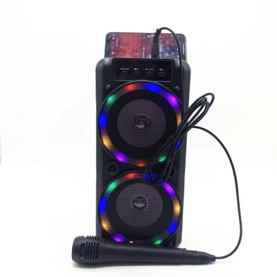 China None Wholesale 4 Inch RGB Led Light Karaoke Party Box Speaker Bass Outdoor BT Wireless Speaker With Microphone for sale