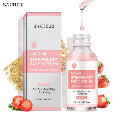 China New Moisturizer Skin Care Organic Strawberry Smoothing 24K Gold Anti Aging Brightening Face Serum for sale